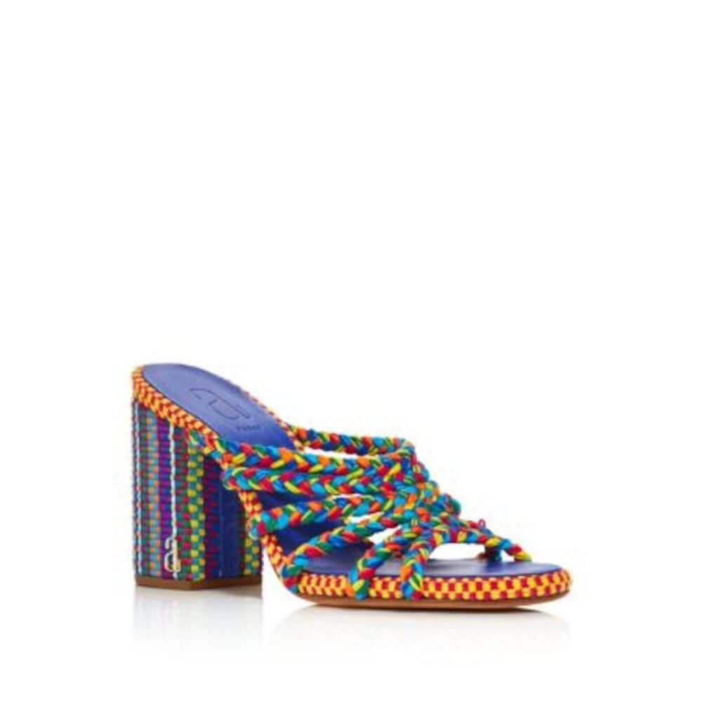 APPARIS Womens Blue Braided Elie Round Toe Block Heel Slip On Slide Sandals 36